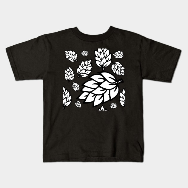 BLACK AND WHITE LEAF PATTERN | SEAMLESS PRINT WITH LEAVES FOR SUMMER Kids T-Shirt by KathyNoNoise